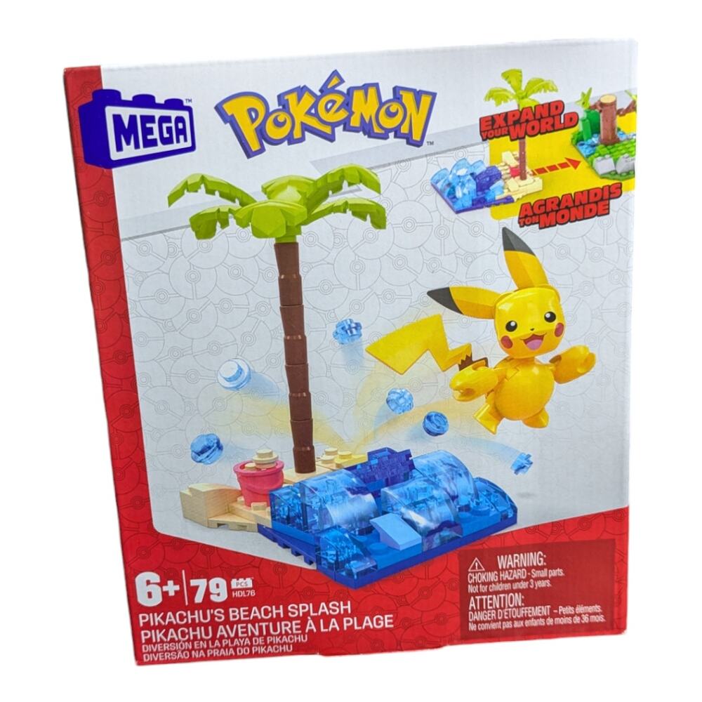 Pokemon Mega Construx Mattel Pikachu Beach Splash 79 Pieces Brand New Sealed!